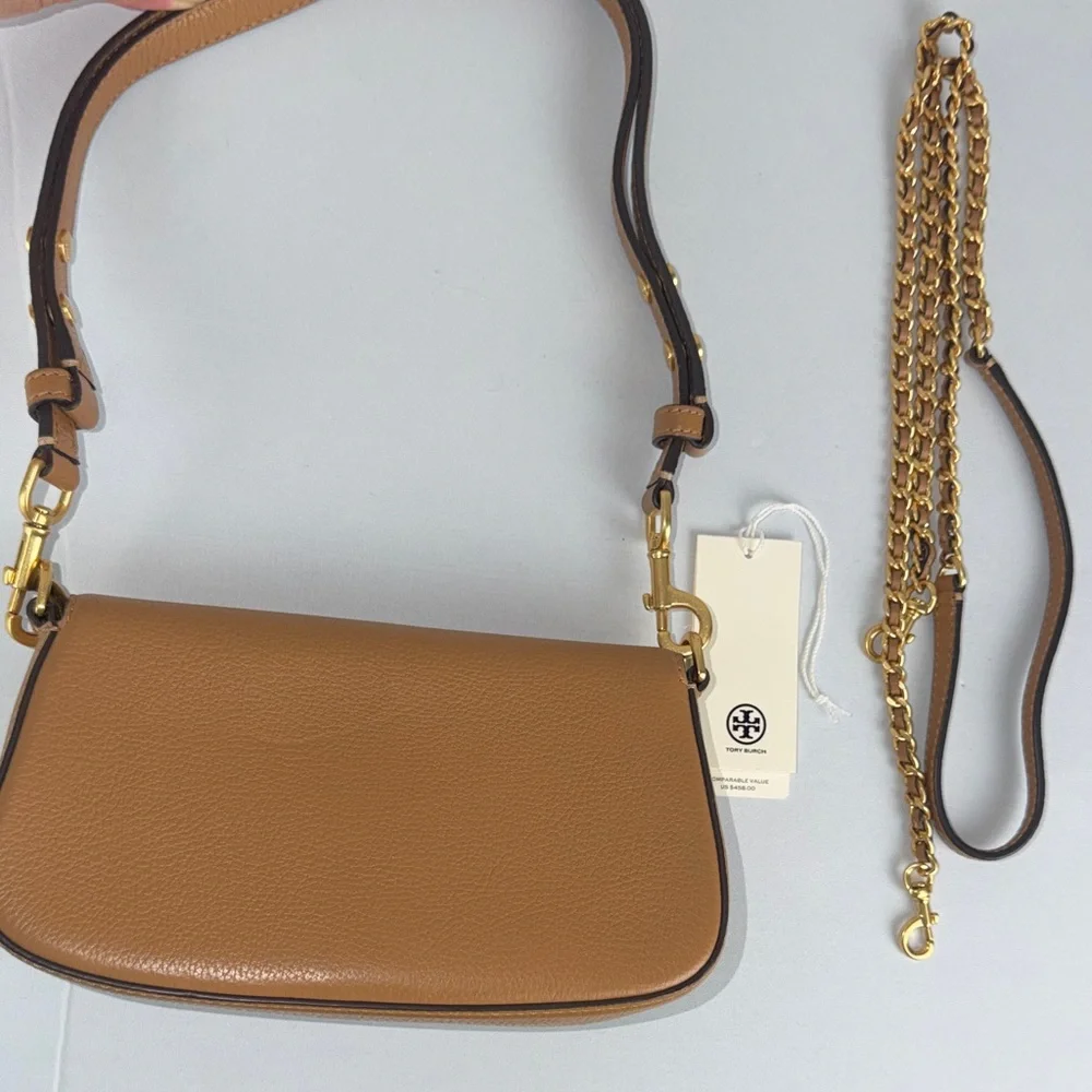 Tory Burch Tan Leather Adjustable Crossbody Bag